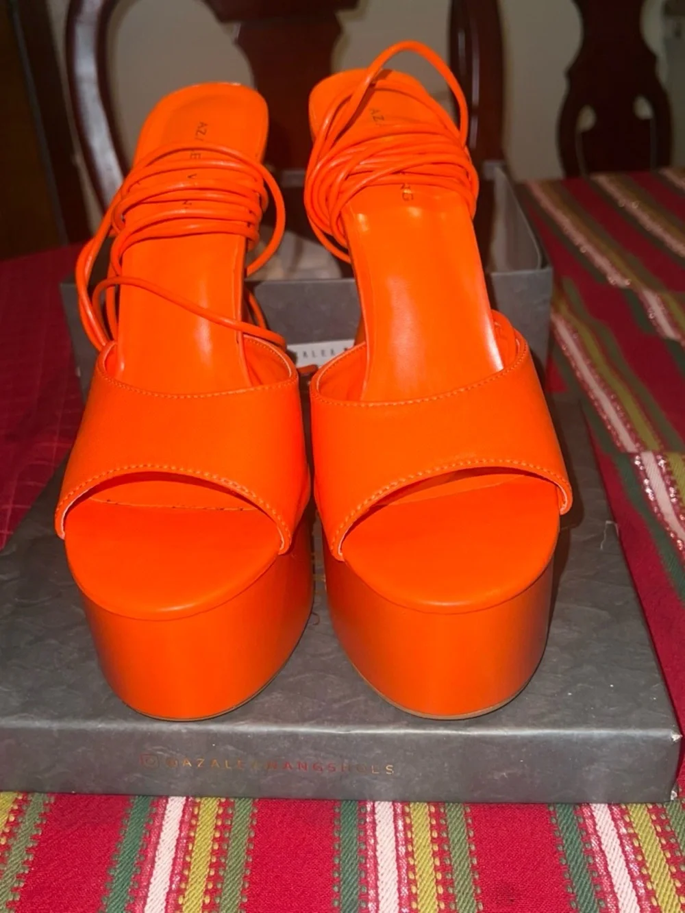 Women’s Orange Lace-Up Platform Heels